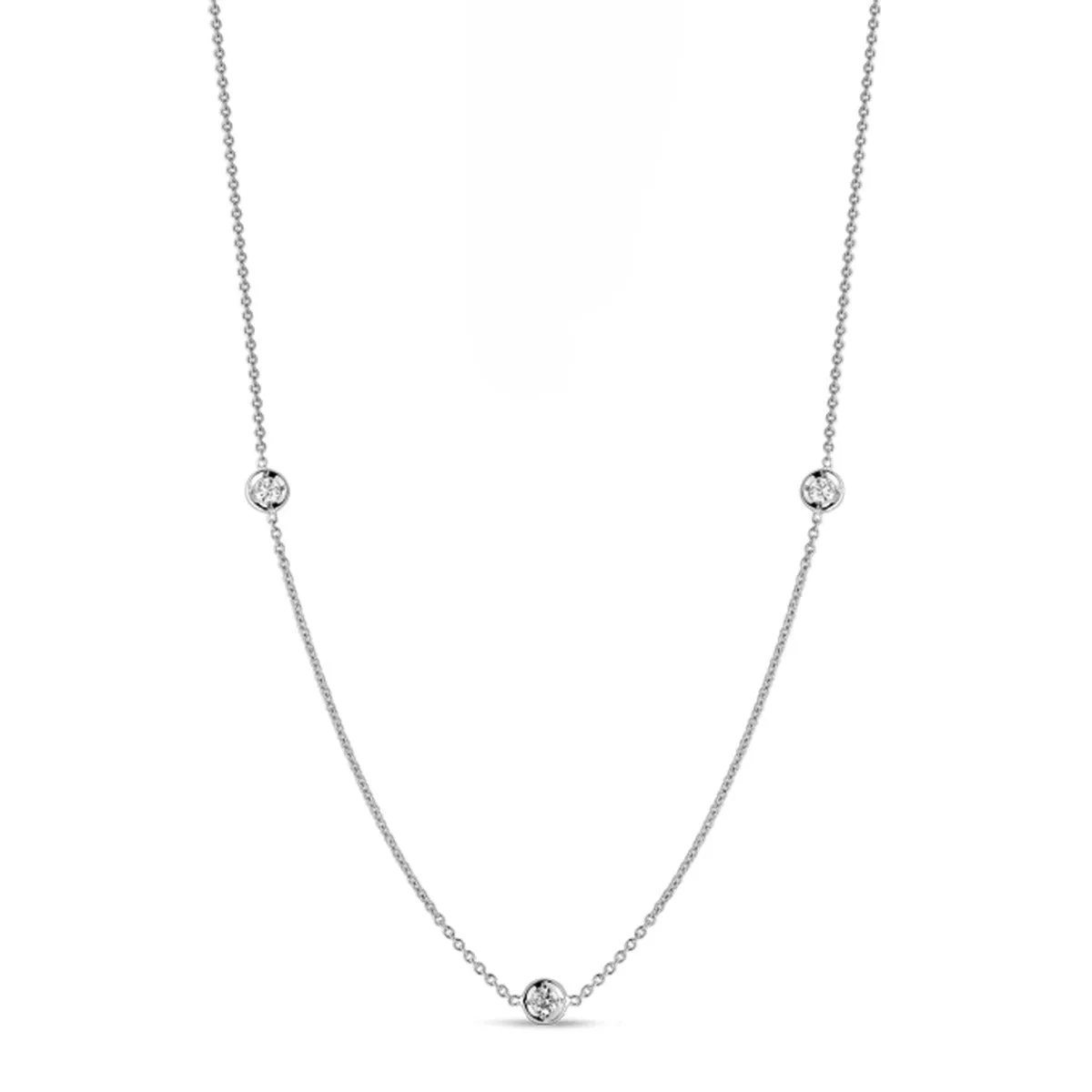 18k White Gold 3 Station Diamond Necklace