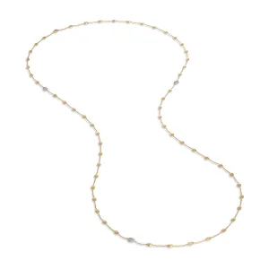 18K Yellow Gold and Diamond Small Bead Long Necklace