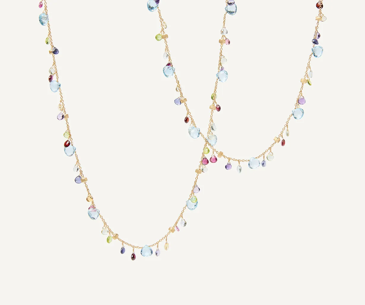 18K Yellow Gold Gemstone Necklace, Long