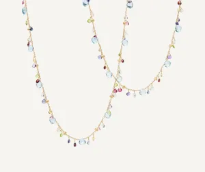 18K Yellow Gold Gemstone Necklace, Long