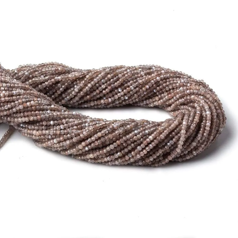 1.8mm Grey and Brown Moonstone Micro Faceted rondelle beads 13 inch 225 pieces AAA