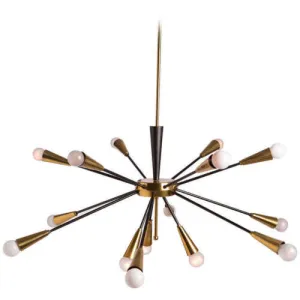 1950's Mid Century Brass Sputnik Italian Chandeliers Ceiling Light Fixture 15