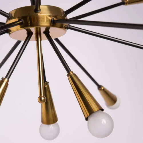 1950's Mid Century Brass Sputnik Italian Chandeliers Ceiling Light Fixture 15