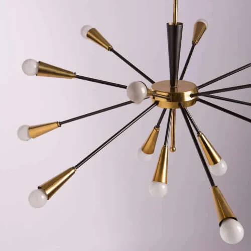 1950's Mid Century Brass Sputnik Italian Chandeliers Ceiling Light Fixture 15