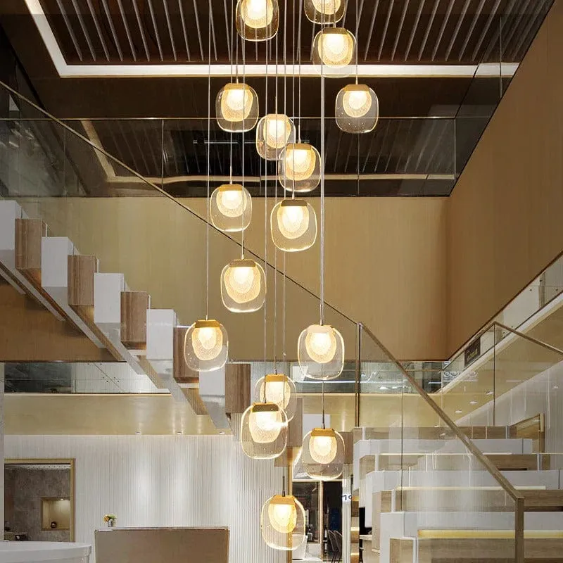 22 Light Crystal Double Height Staircase LED Chandelier