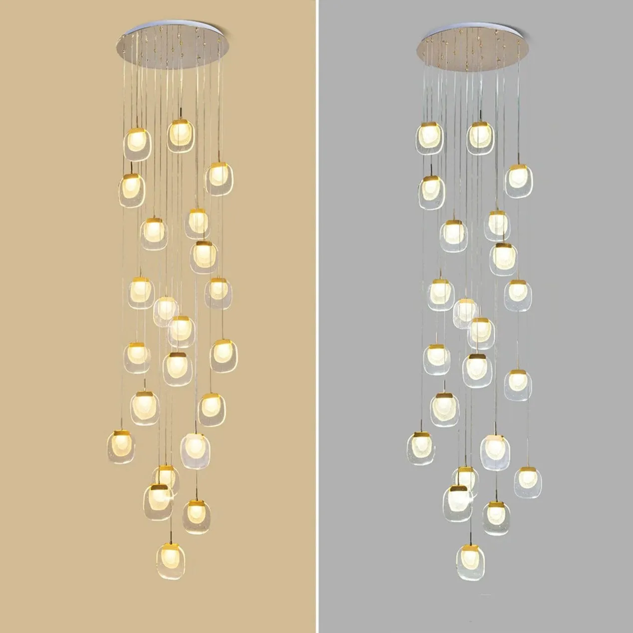 22 Light Crystal Double Height Staircase LED Chandelier