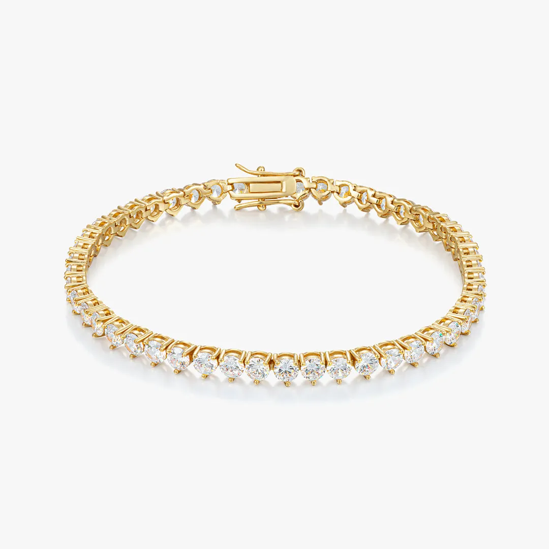 3-Prong Round Cut Tennis Bracelet