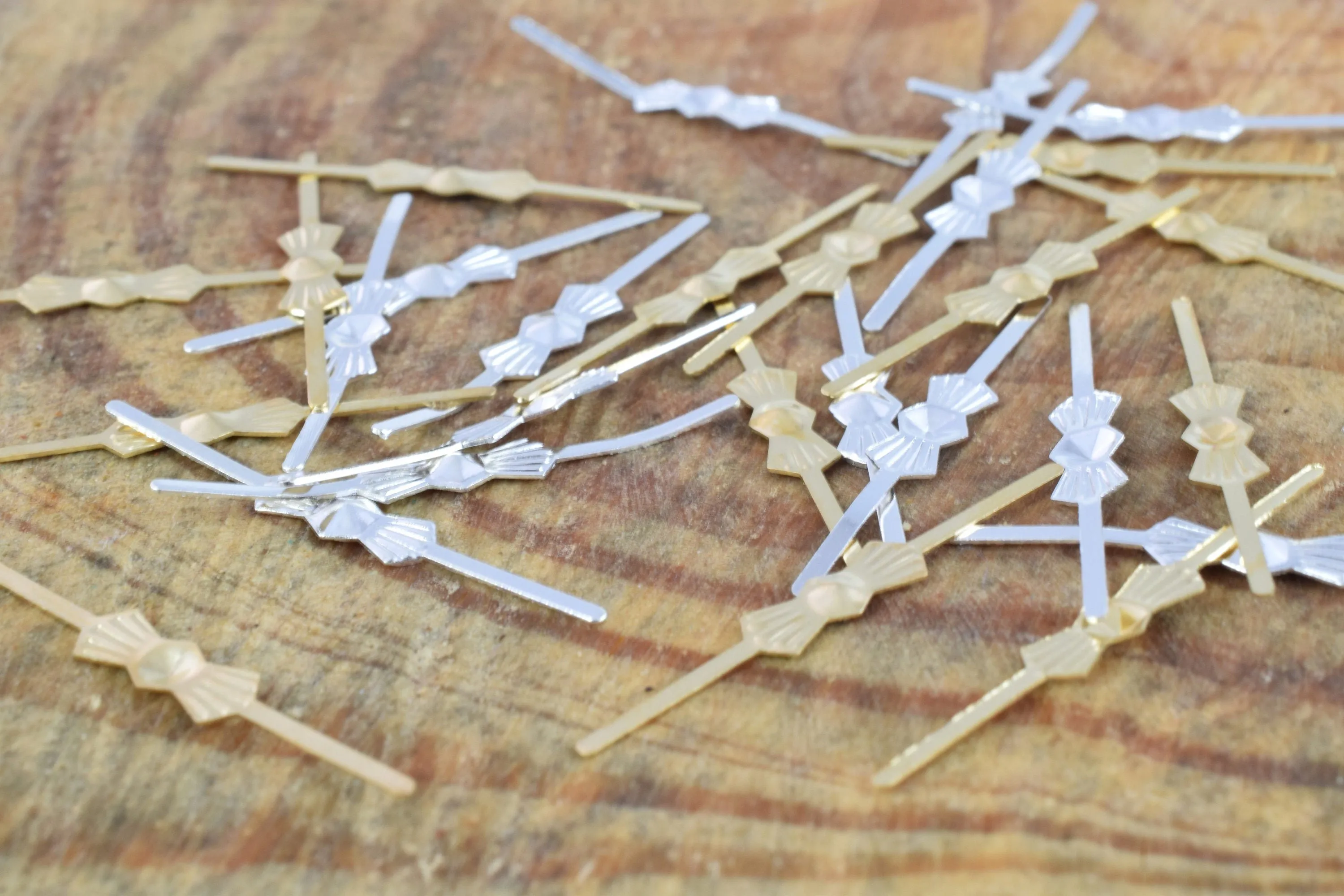 33mm Gold/Silver Tone Bowtie Chandelier Pins/Pack of 100pcs/Craft SuppliesTools/Chandelier Connector/Gold Bowtie/Bowtie Connector
