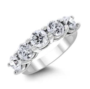 5 Stone Diamond Ring (2.53 ct Diamonds) in White Gold