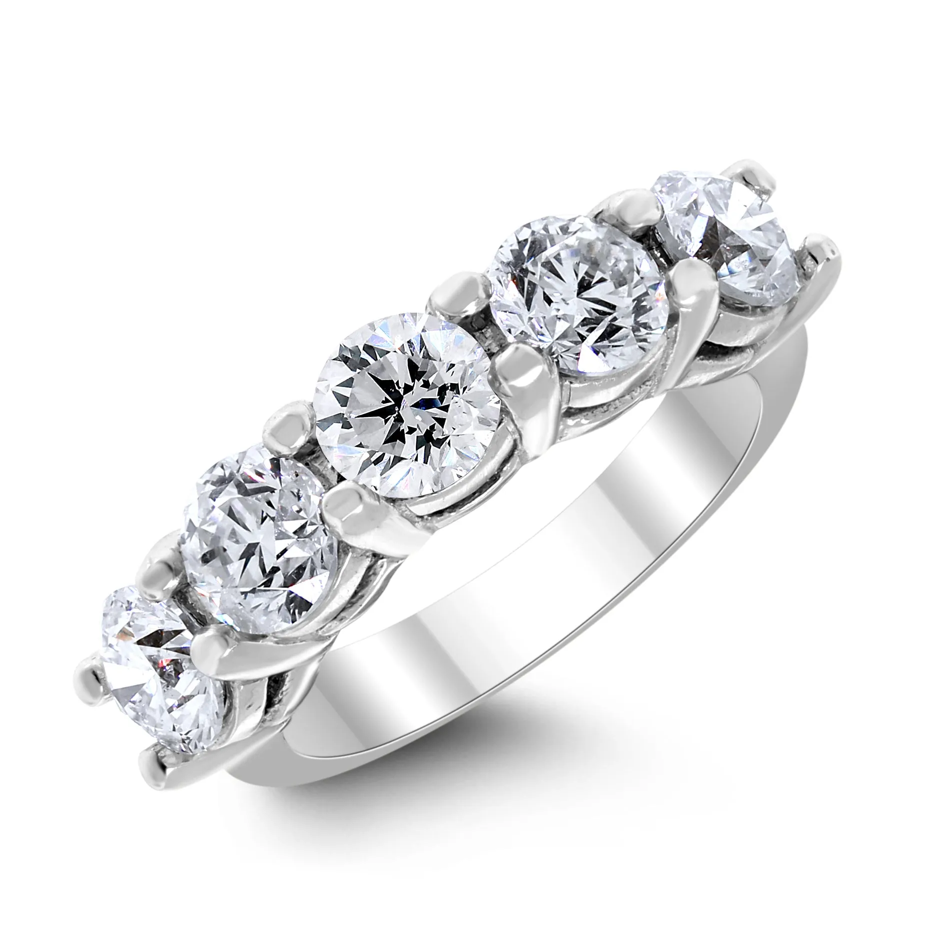5 Stone Diamond Ring (2.53 ct Diamonds) in White Gold