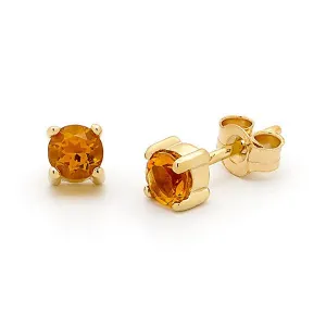 9CT Citrine 4 Claw Stud Earring