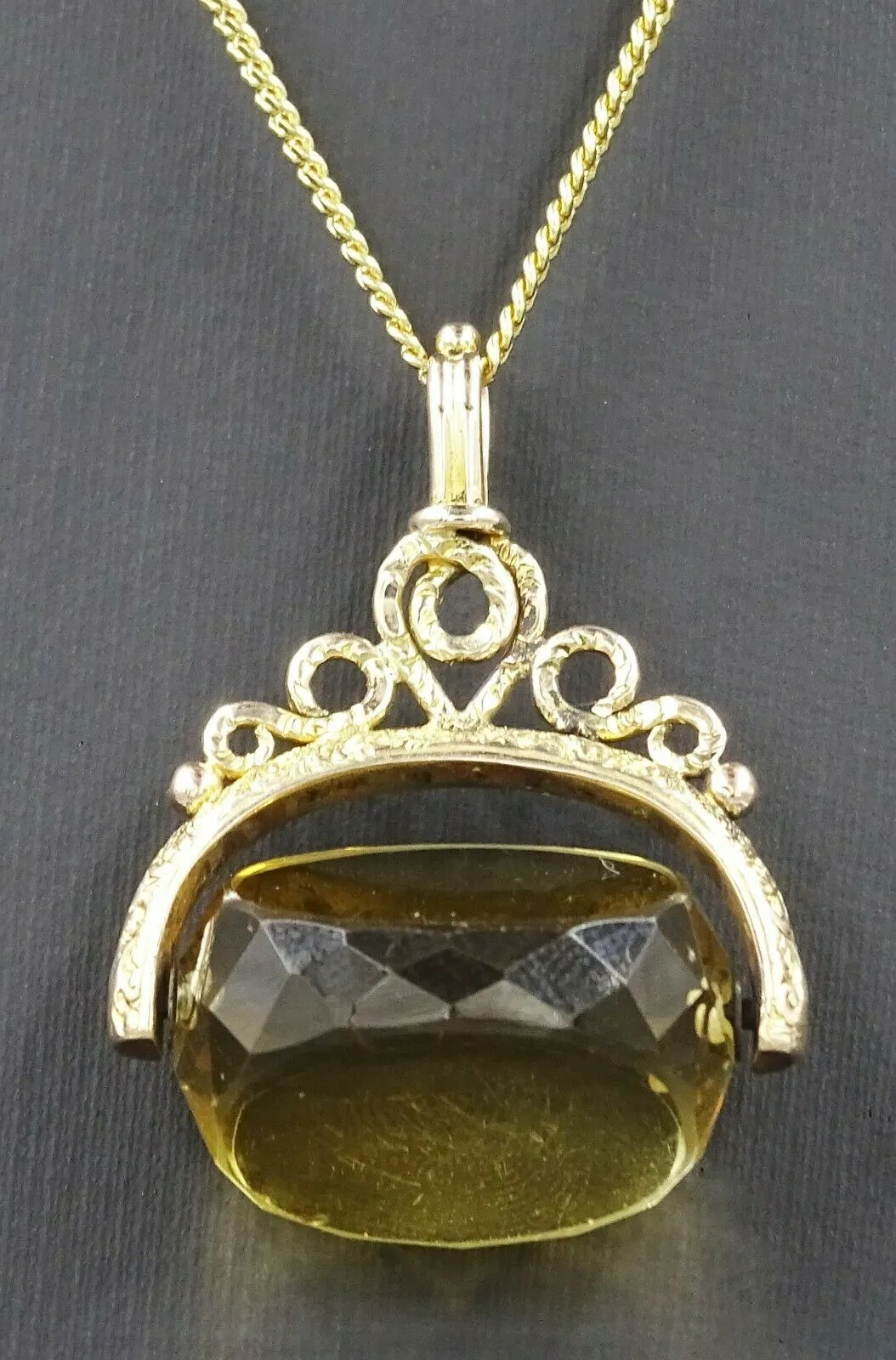 9ct Yellow Gold Triangular Citrine Spinner Pendant