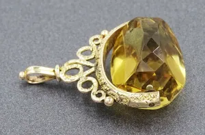 9ct Yellow Gold Triangular Citrine Spinner Pendant