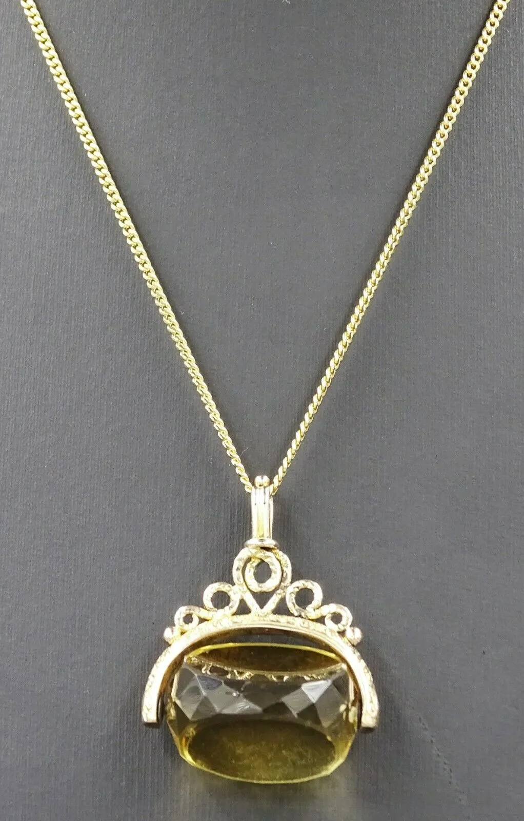 9ct Yellow Gold Triangular Citrine Spinner Pendant