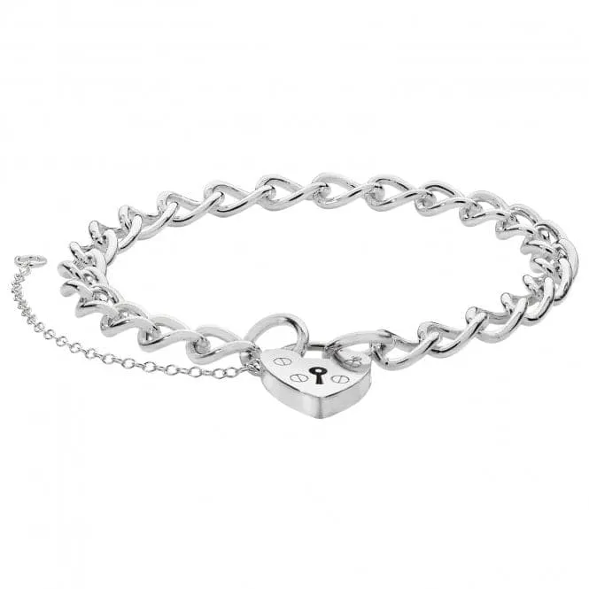 Acotis Silver Charm Bracelet With Heart Padlock G2092