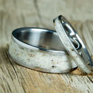Antler wedding ring set