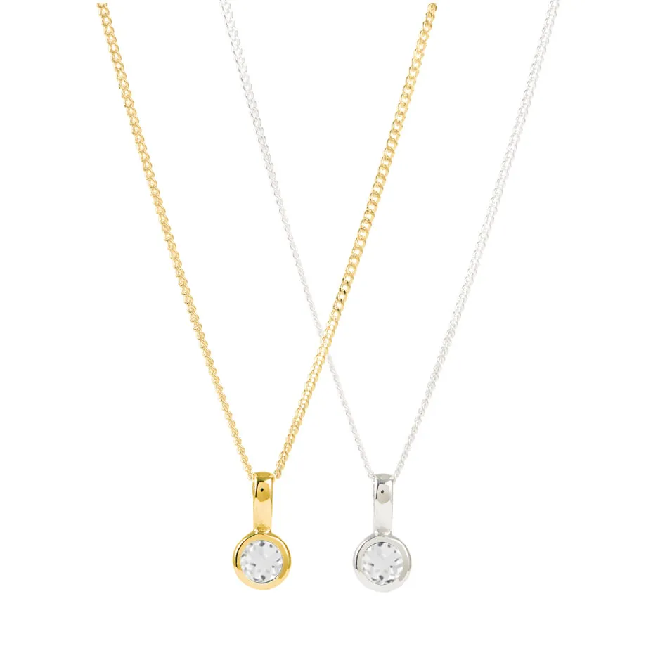 April Birthstone Charm Necklace - White Topaz