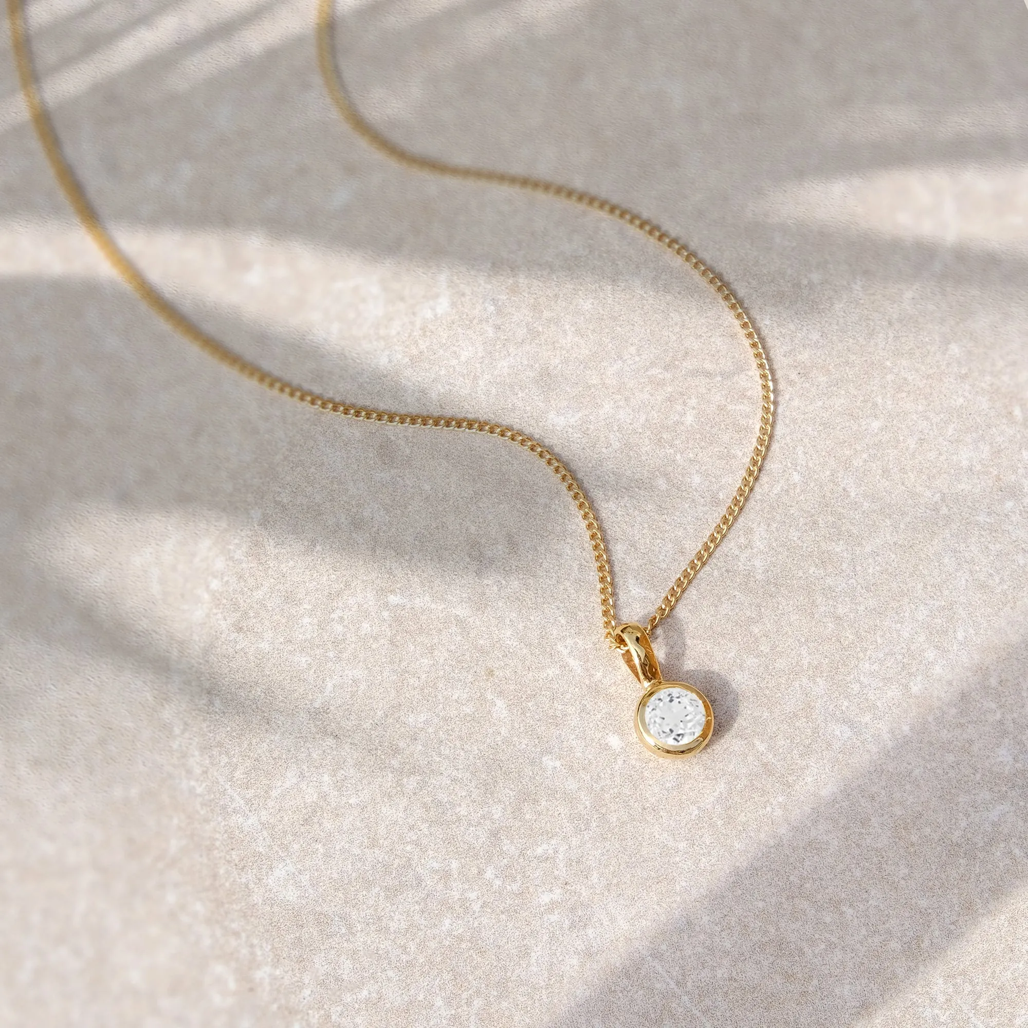 April Birthstone Charm Necklace - White Topaz