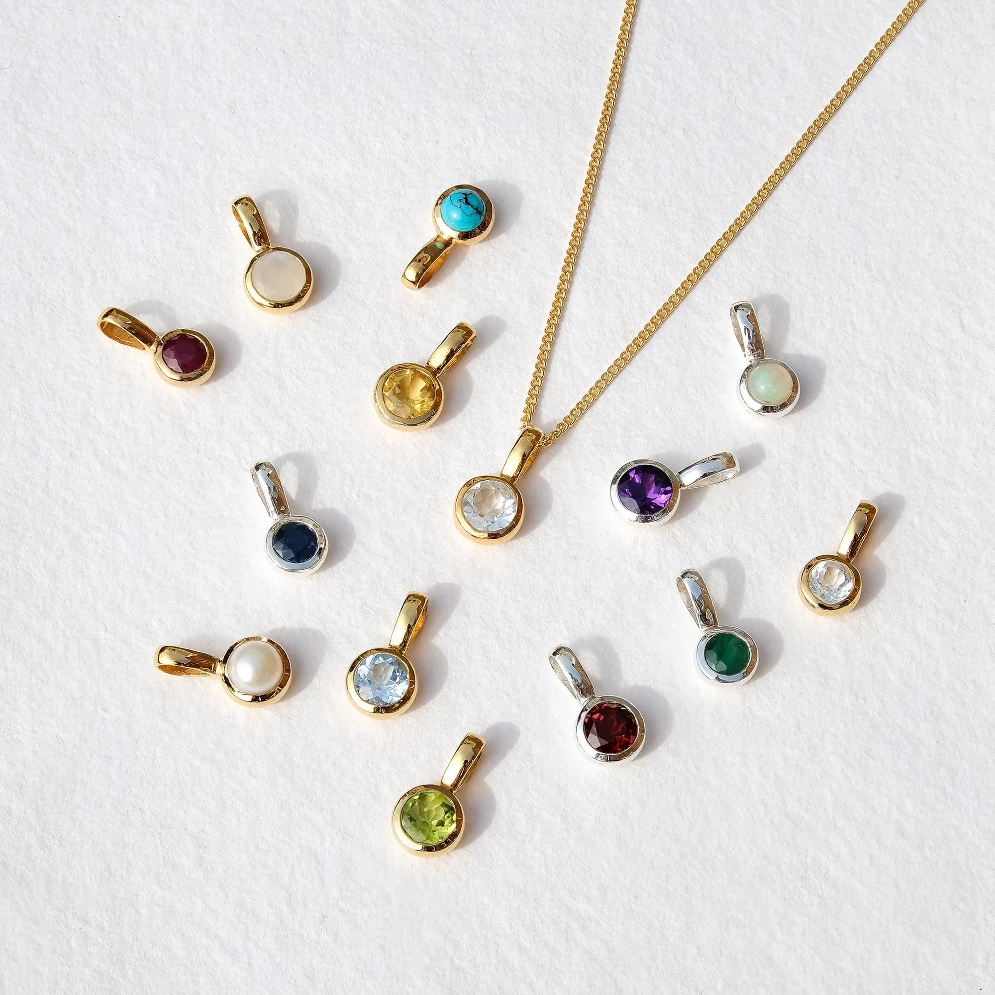 April Birthstone Charm Necklace - White Topaz