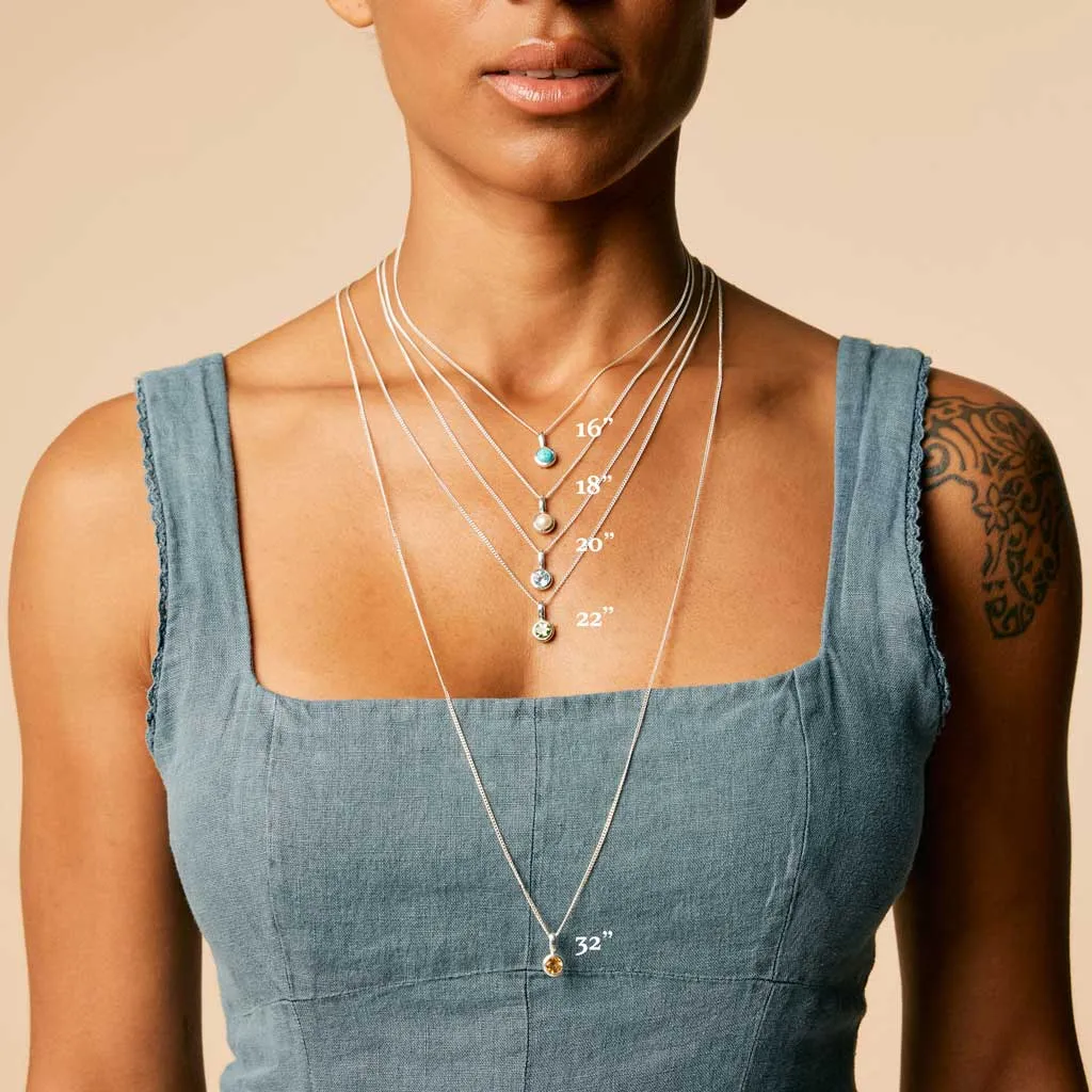 April Birthstone Charm Necklace - White Topaz