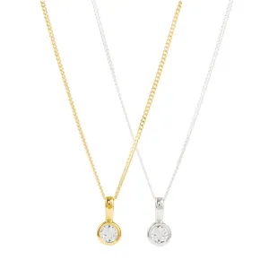 April Birthstone Charm Necklace - White Topaz