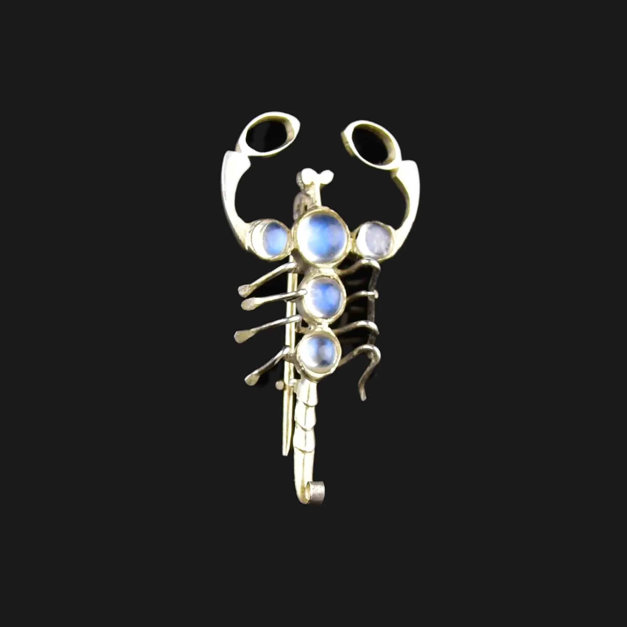 Art Deco Style Silver Moonstone Scorpion Brooch