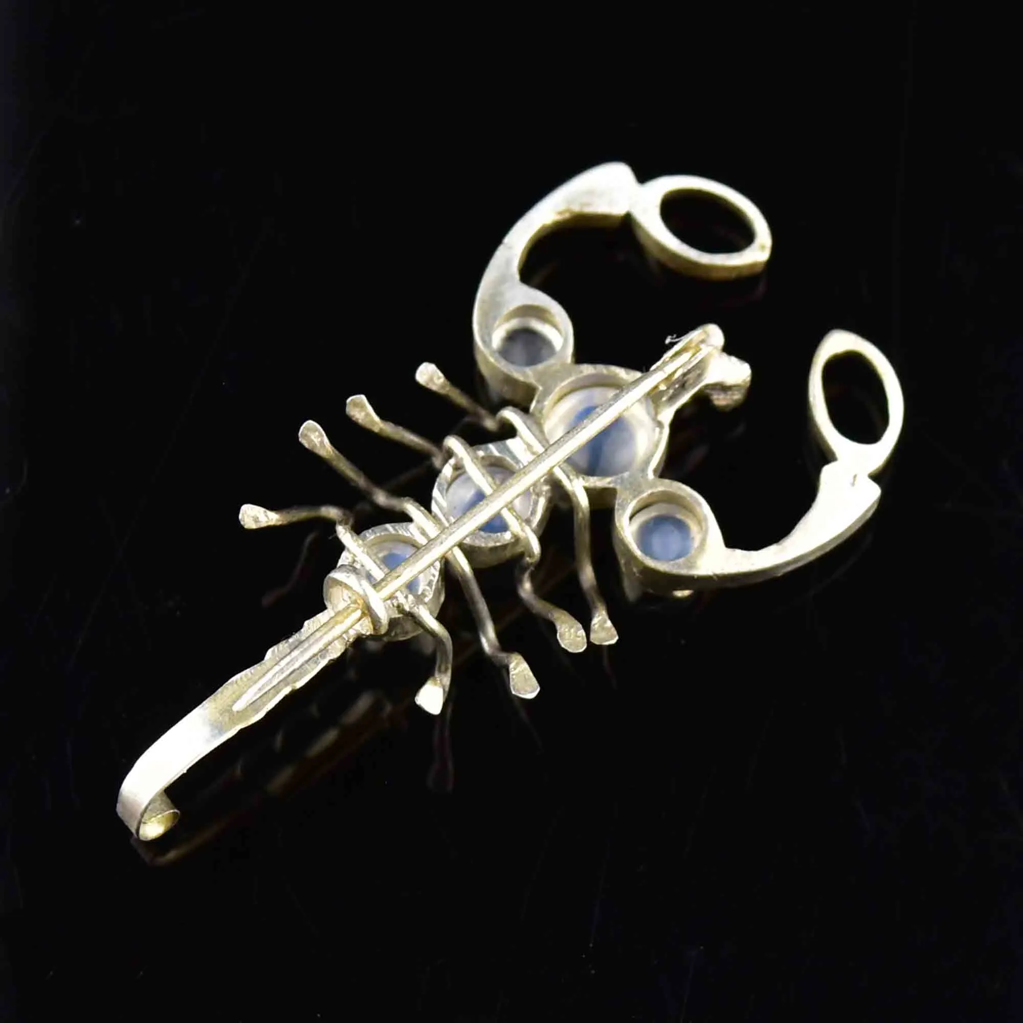 Art Deco Style Silver Moonstone Scorpion Brooch