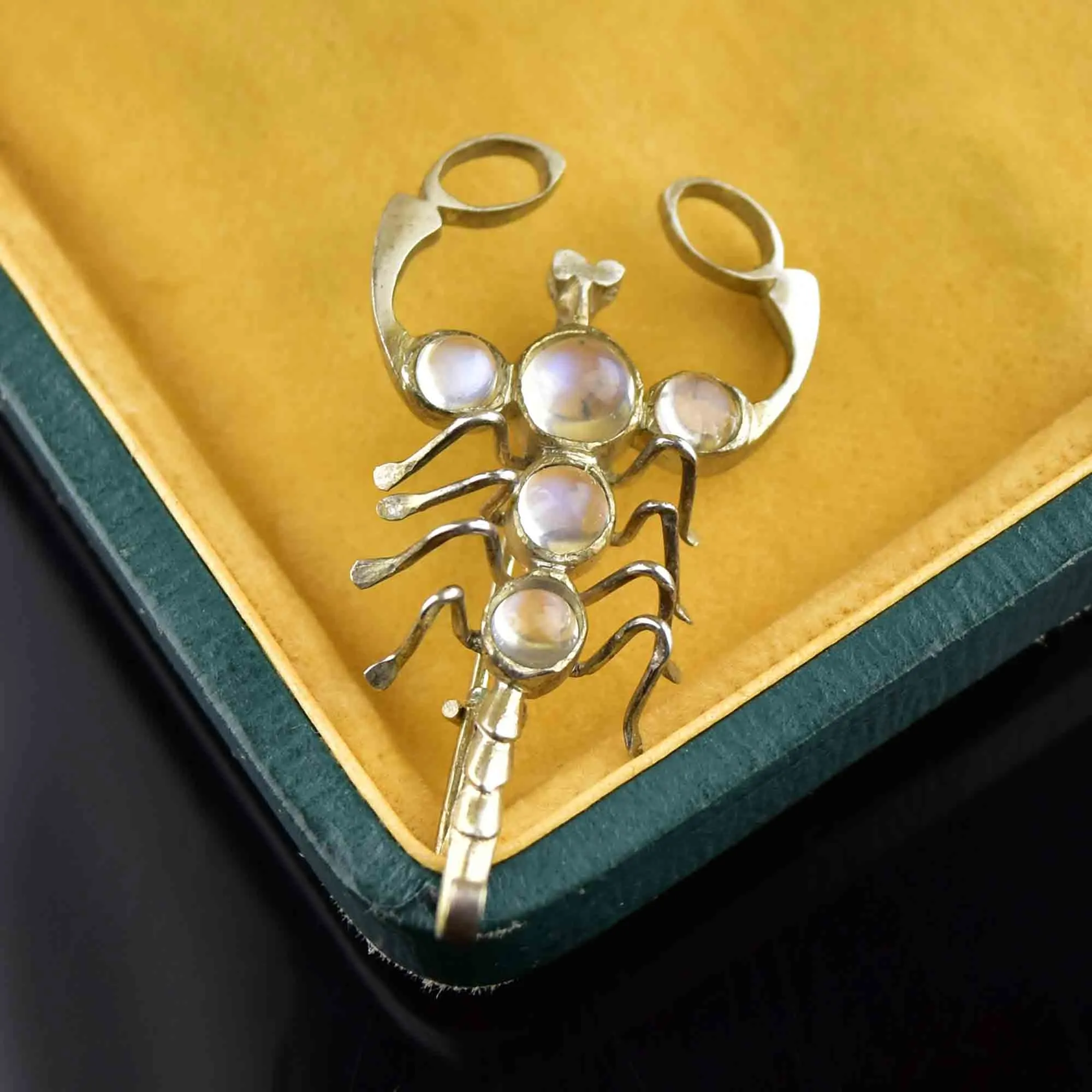 Art Deco Style Silver Moonstone Scorpion Brooch