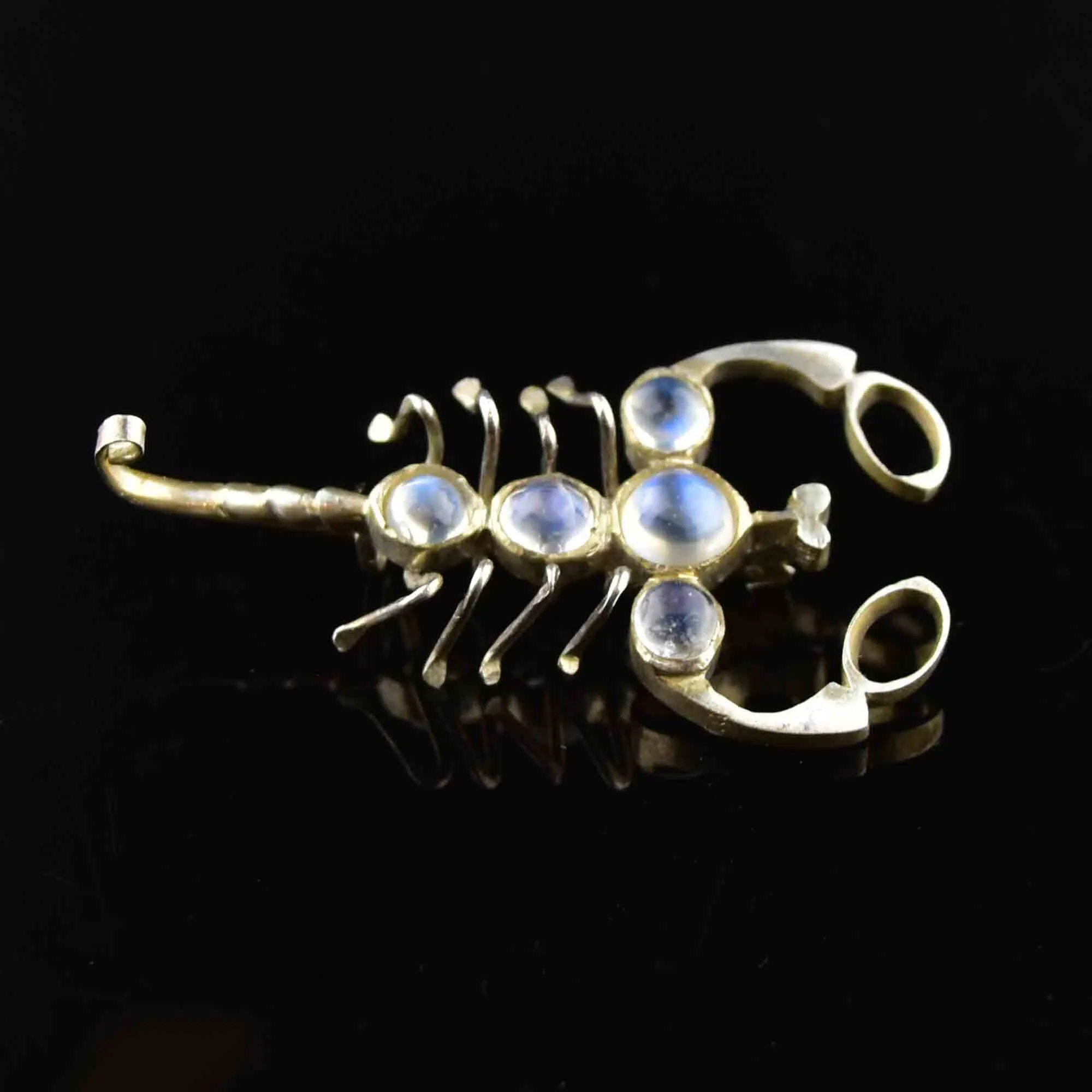 Art Deco Style Silver Moonstone Scorpion Brooch