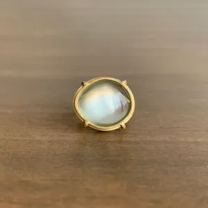 Asymmetrical Sage Moonstone Cabochon Cage Set Ring