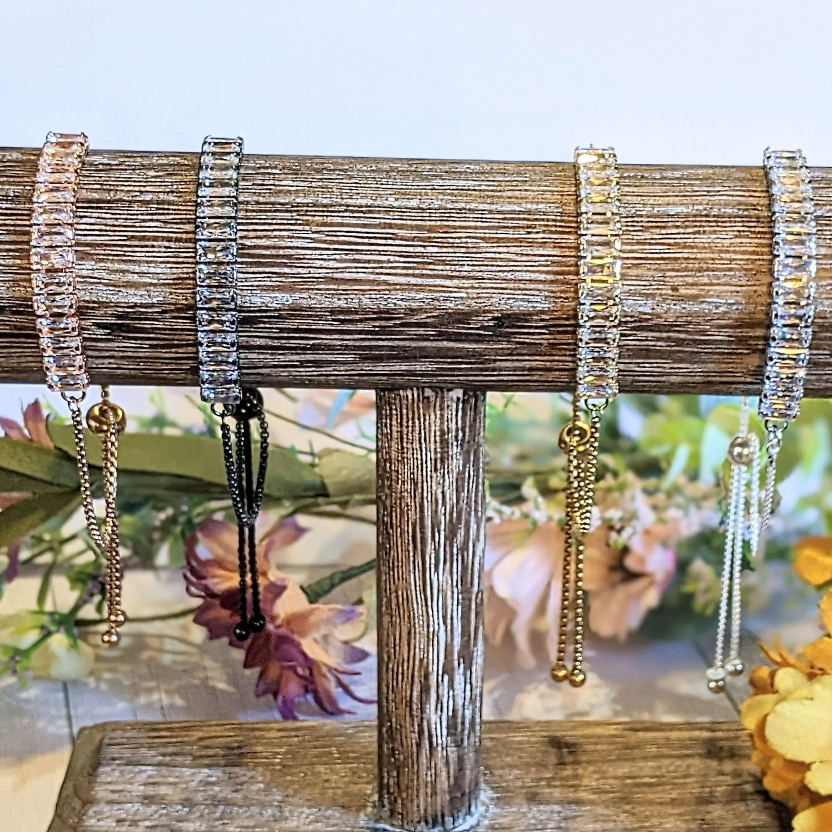 Baguette Tennis Bracelet, Black Bolo Bracelet