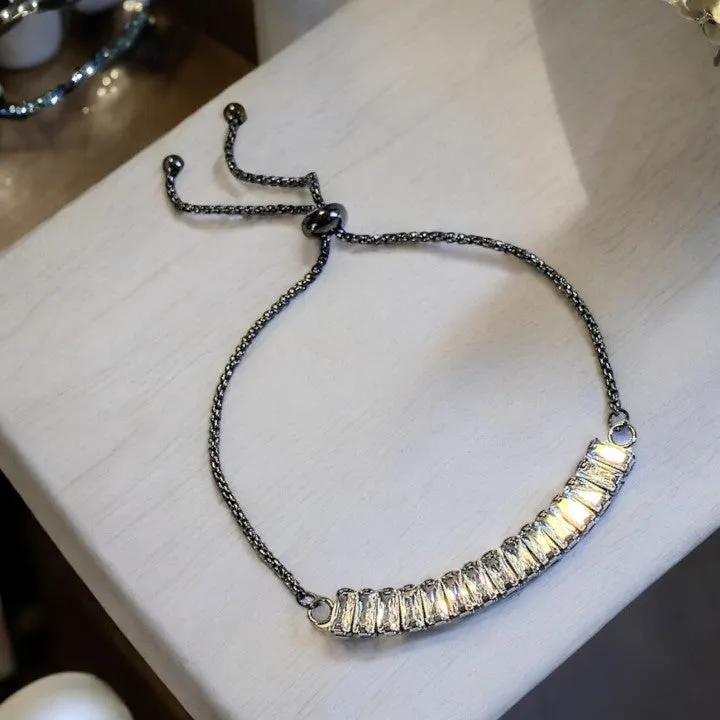 Baguette Tennis Bracelet, Black Bolo Bracelet