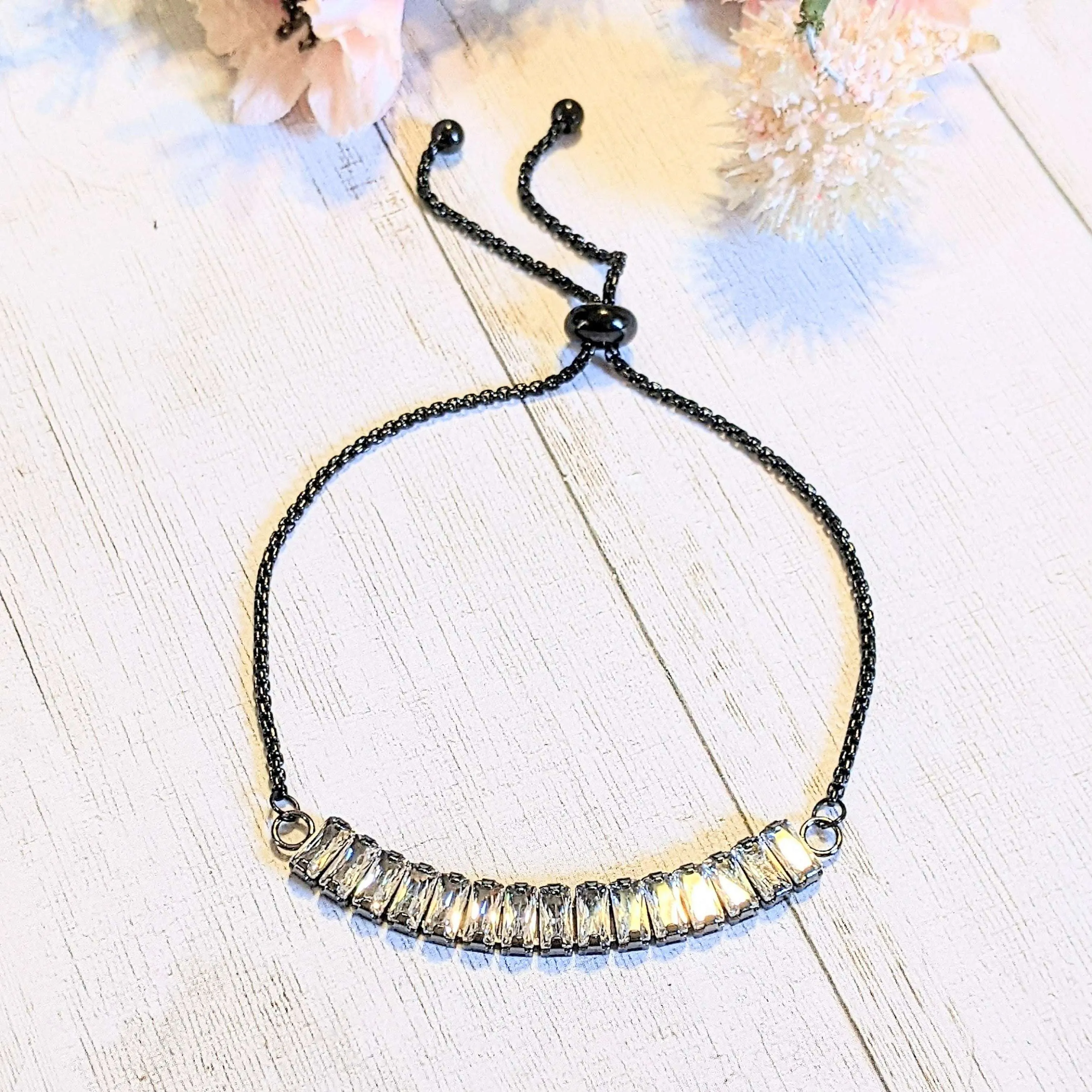 Baguette Tennis Bracelet, Black Bolo Bracelet