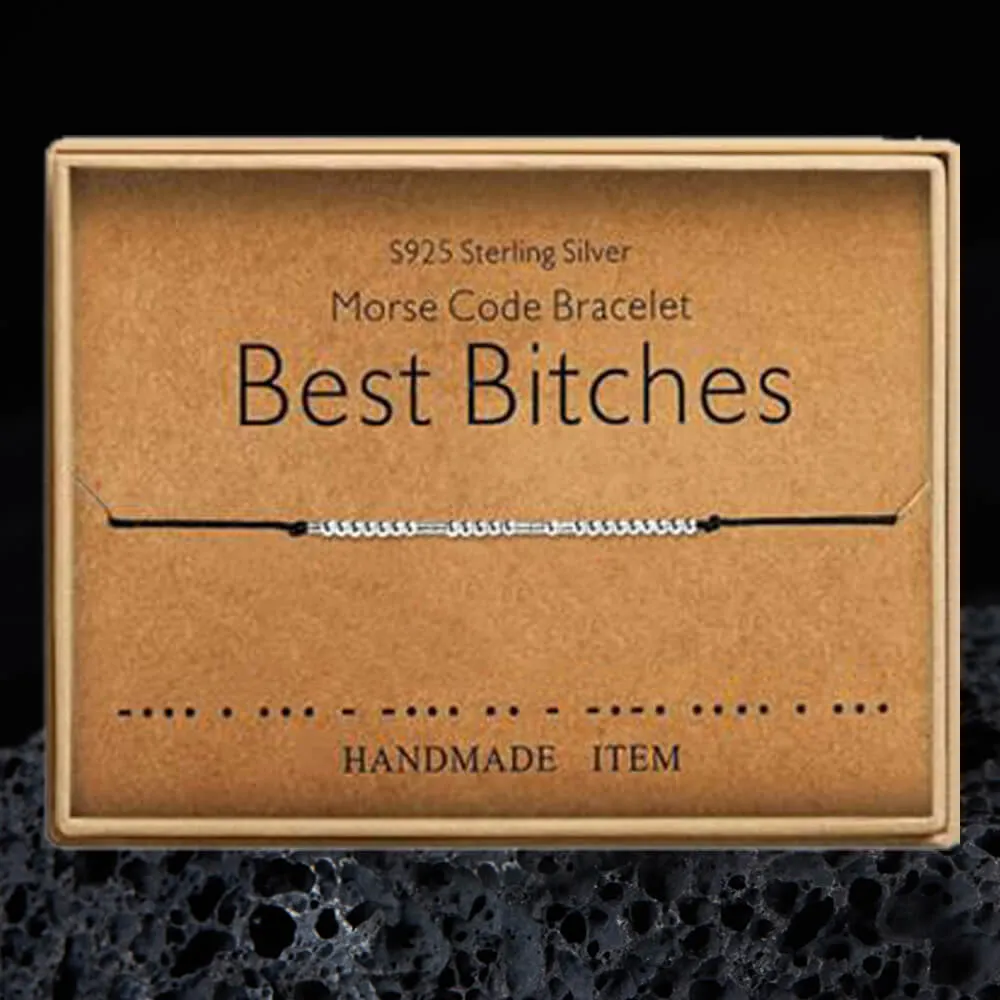 Best Bitches Morse Code Sterling Silver Bracelet