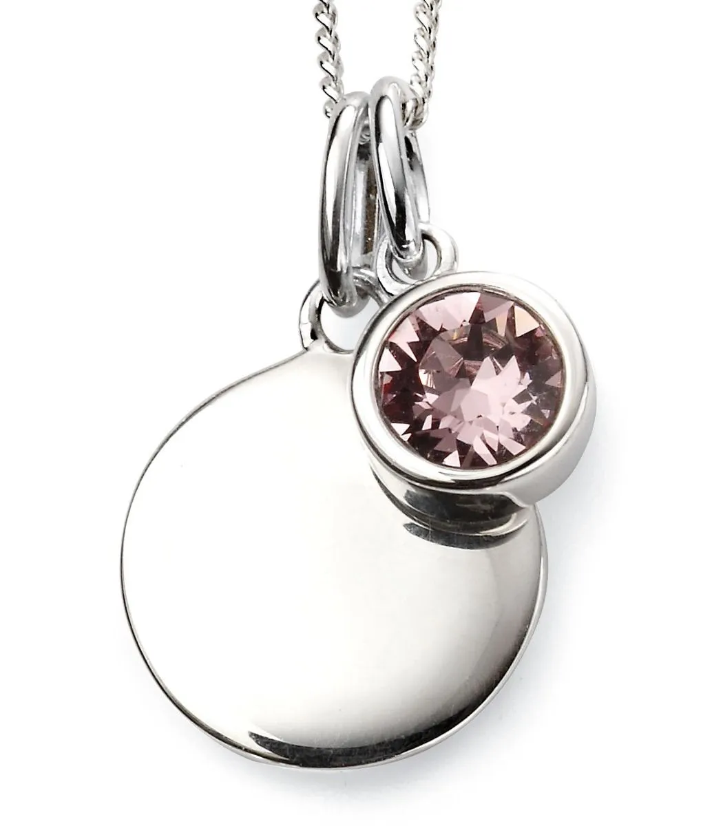 Birthstone & Engravable Disc Necklace - Sterling Silver