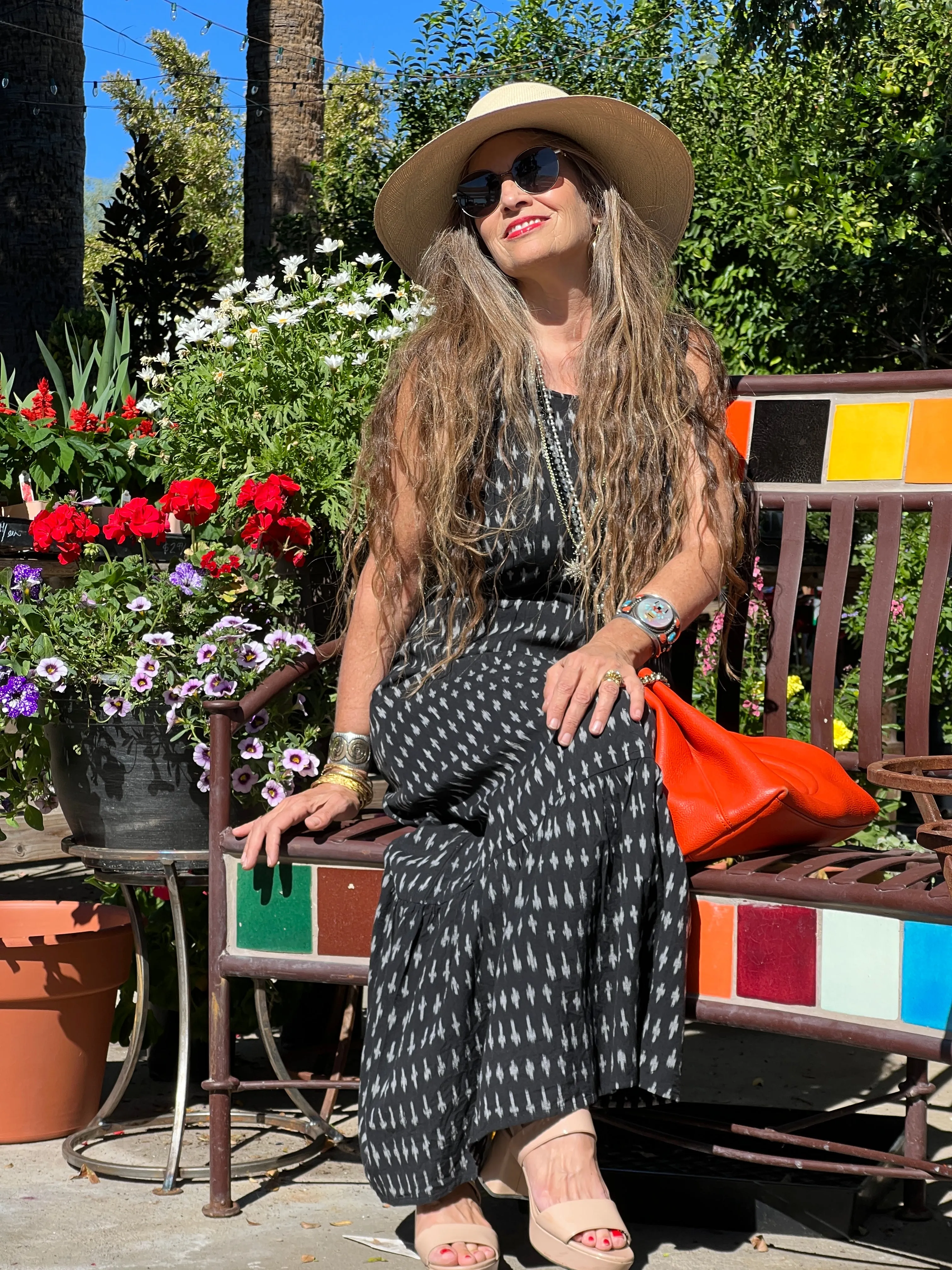 Black Madras Cotton Ikat Sleeveless Mermaid Dress