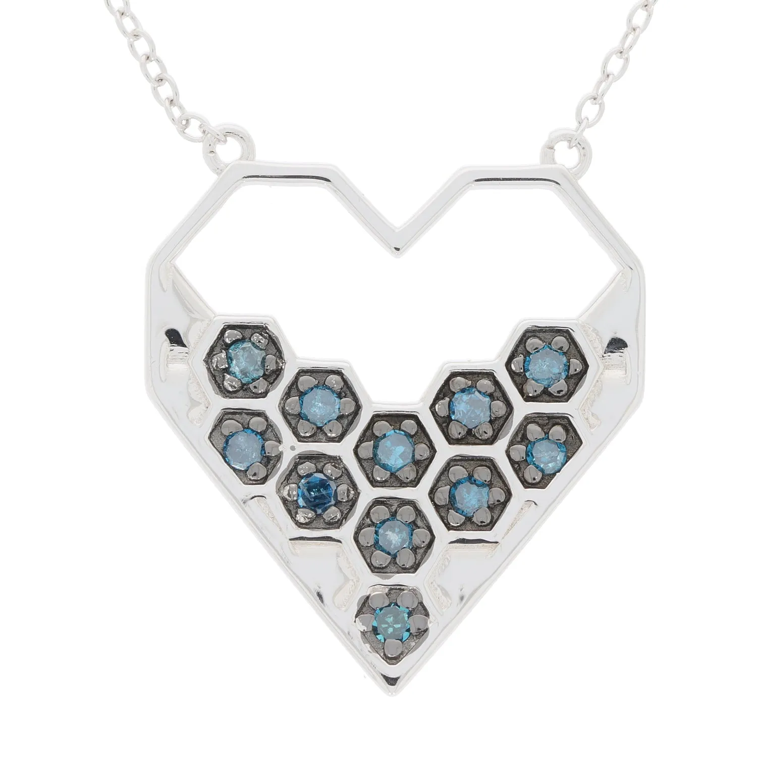 Blue Diamond Sterling Silver Necklace with Accent