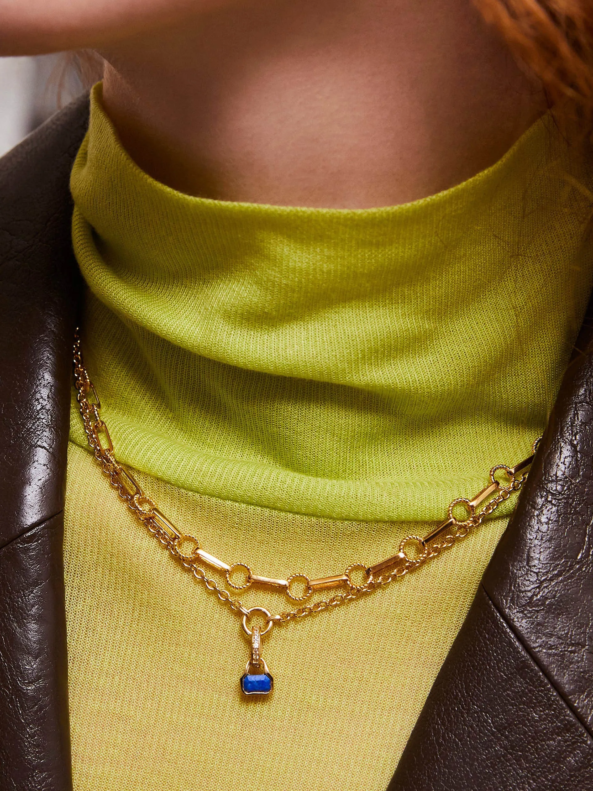 Blue Lapis charm on carrier chain