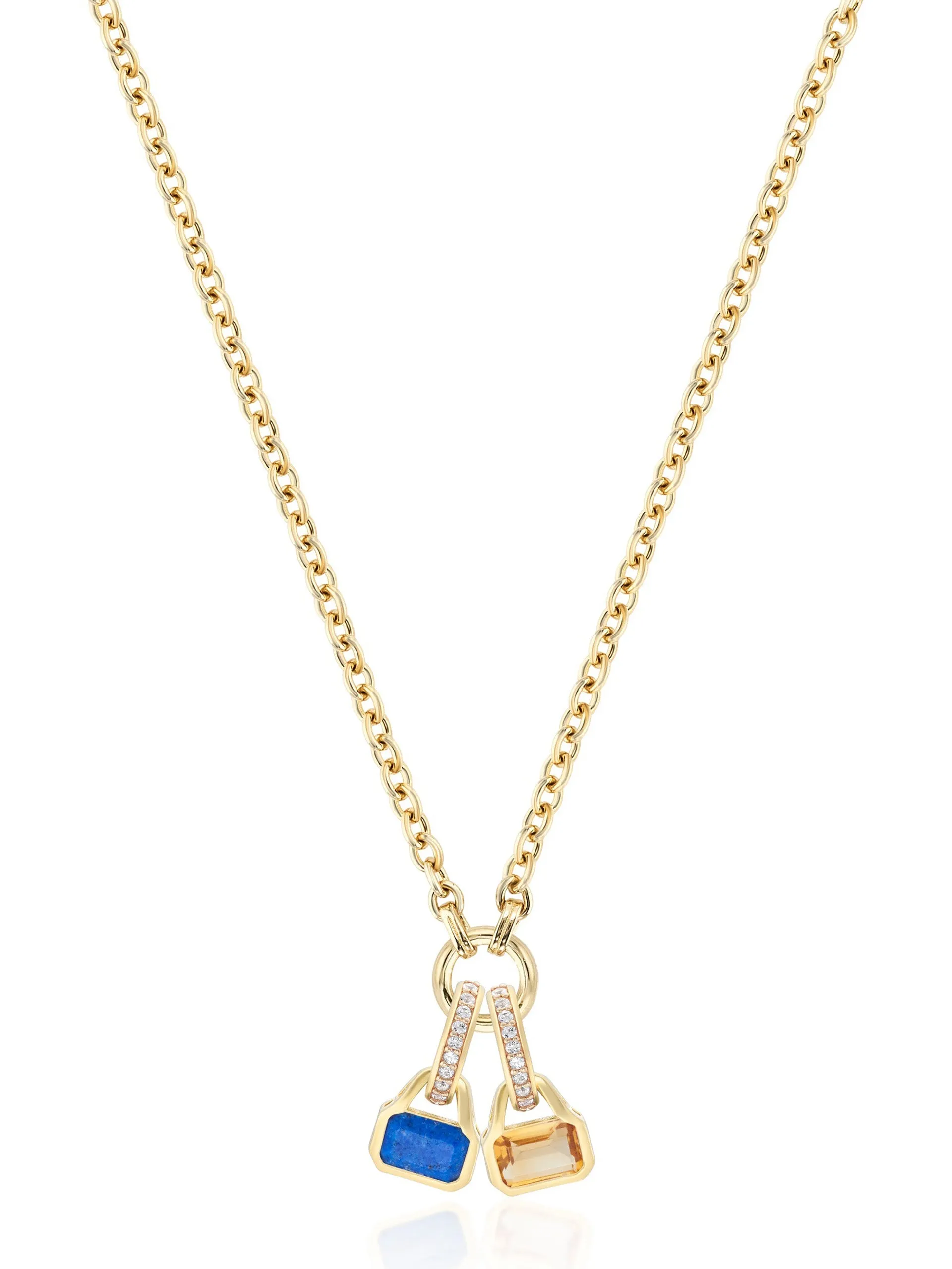 Blue Lapis charm on carrier chain