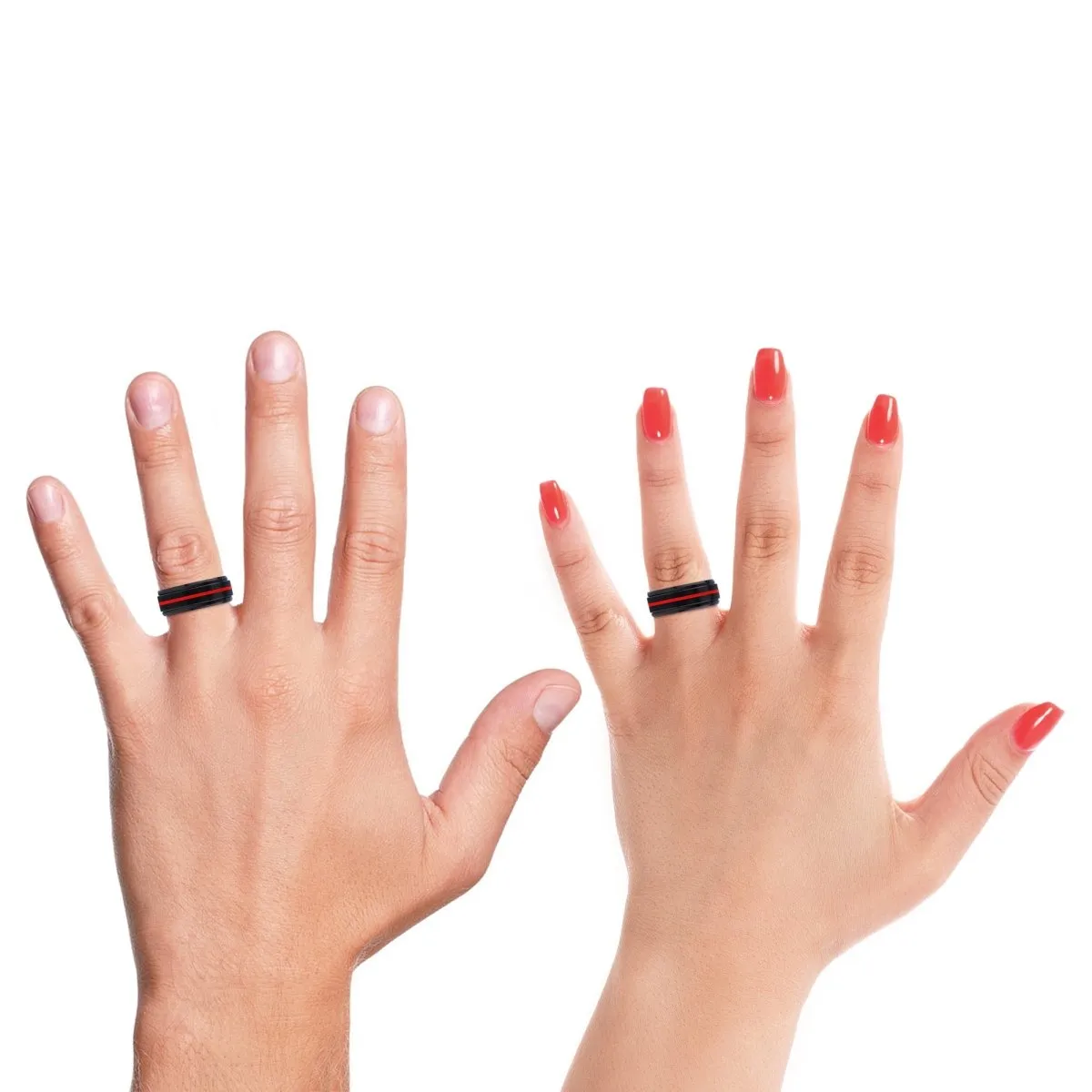 BOLMER | Orange Ring, Black Tungsten Ring, Red Groove, Stepped Edge