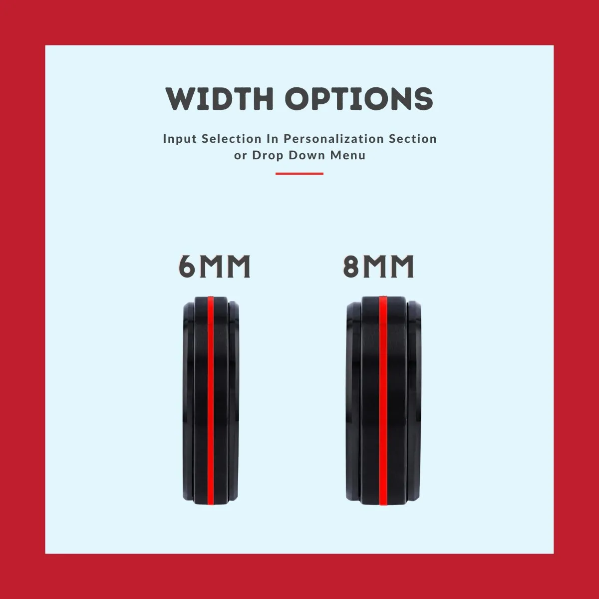 BOLMER | Orange Ring, Black Tungsten Ring, Red Groove, Stepped Edge