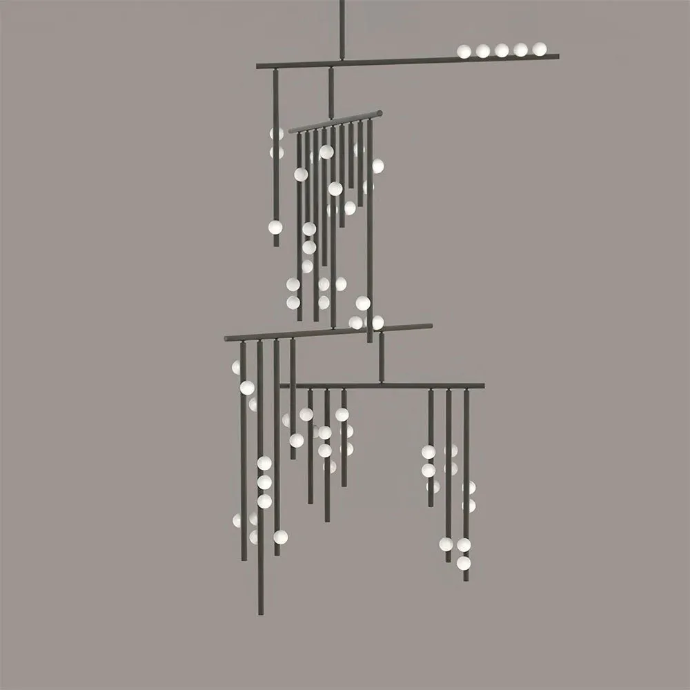 Brass Glass Drop Chandelier