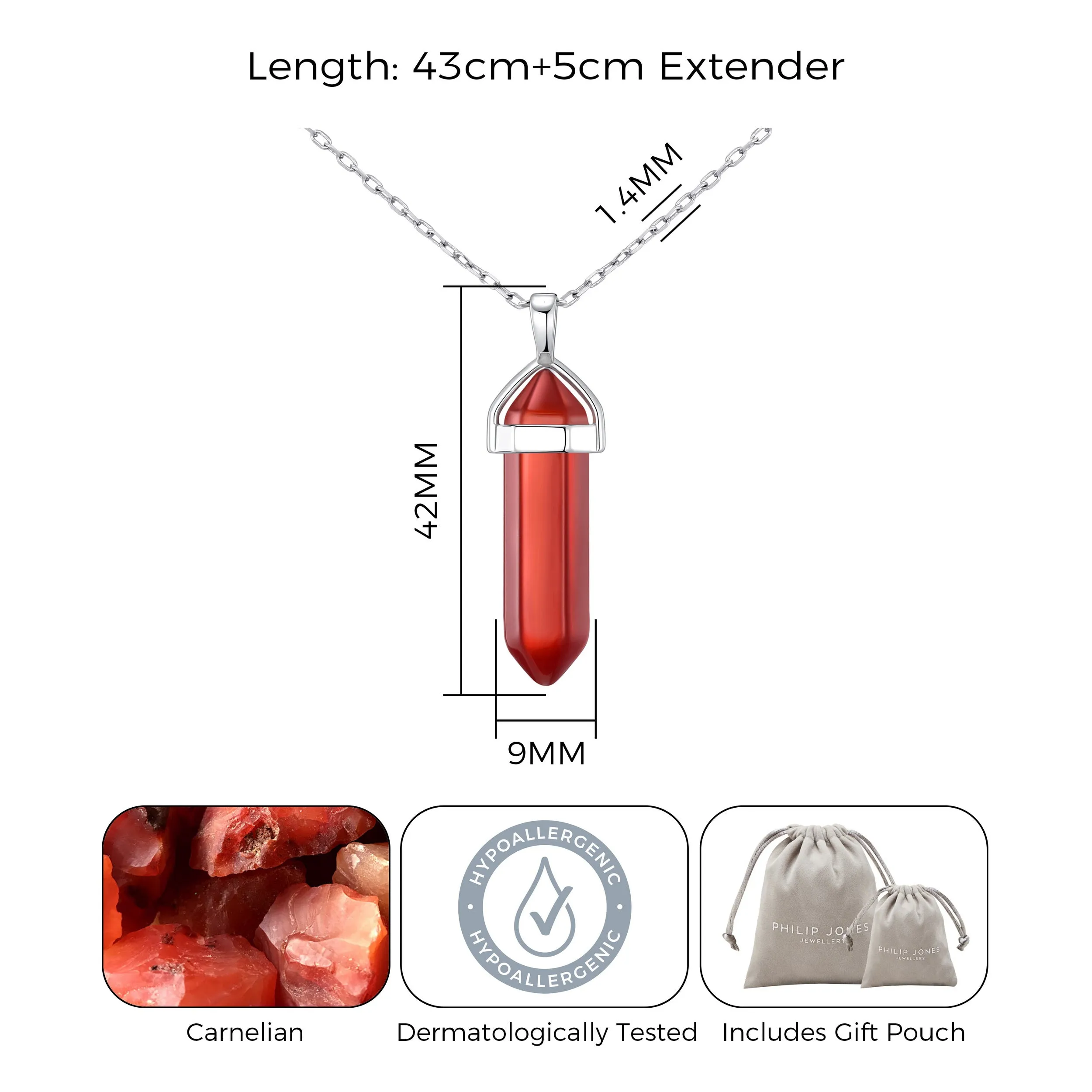 Carnelian Genuine Gemstone Necklace