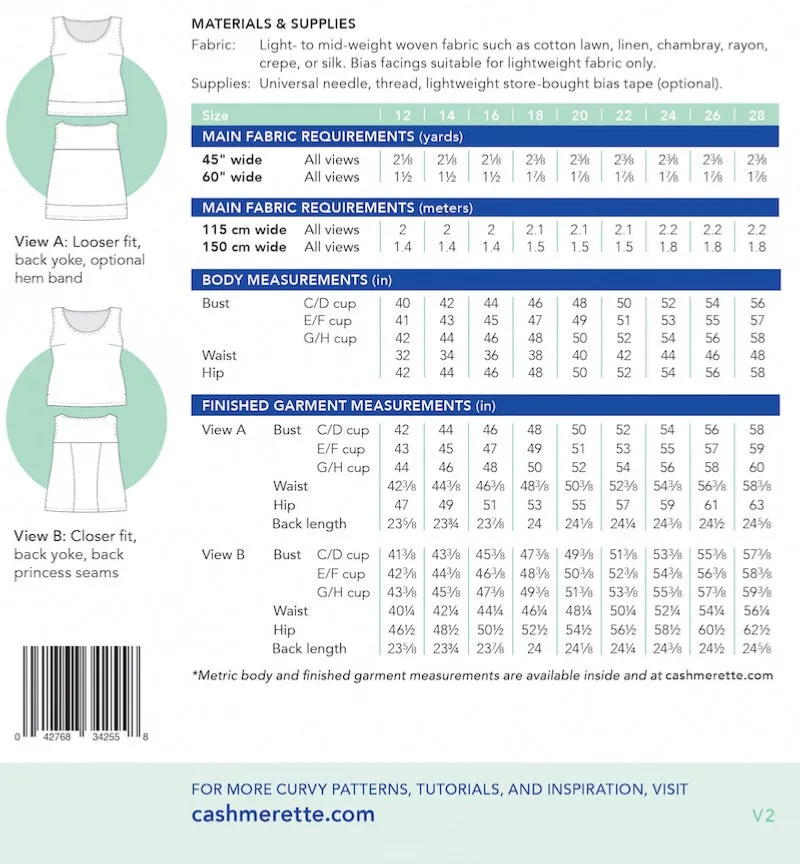 Cashmerette Sewing Pattern - Springfield Top
