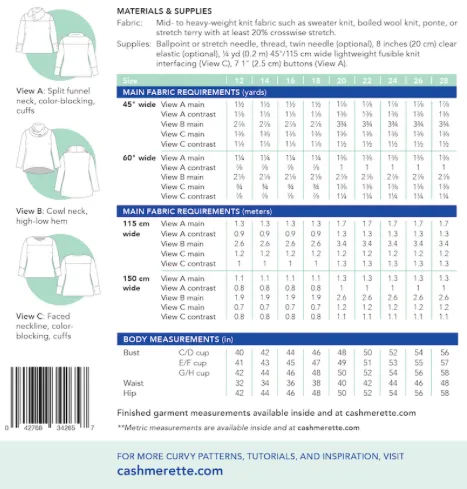 Cashmerette Sewing Pattern - Tobin Sweater