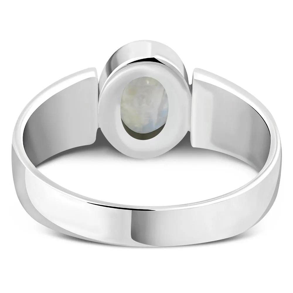 Celtic Rainbow Moonstone Sterling Silver Ring