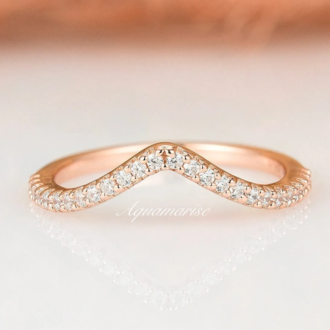 Chevron Wedding Band- 14k Rose Gold Vermeil