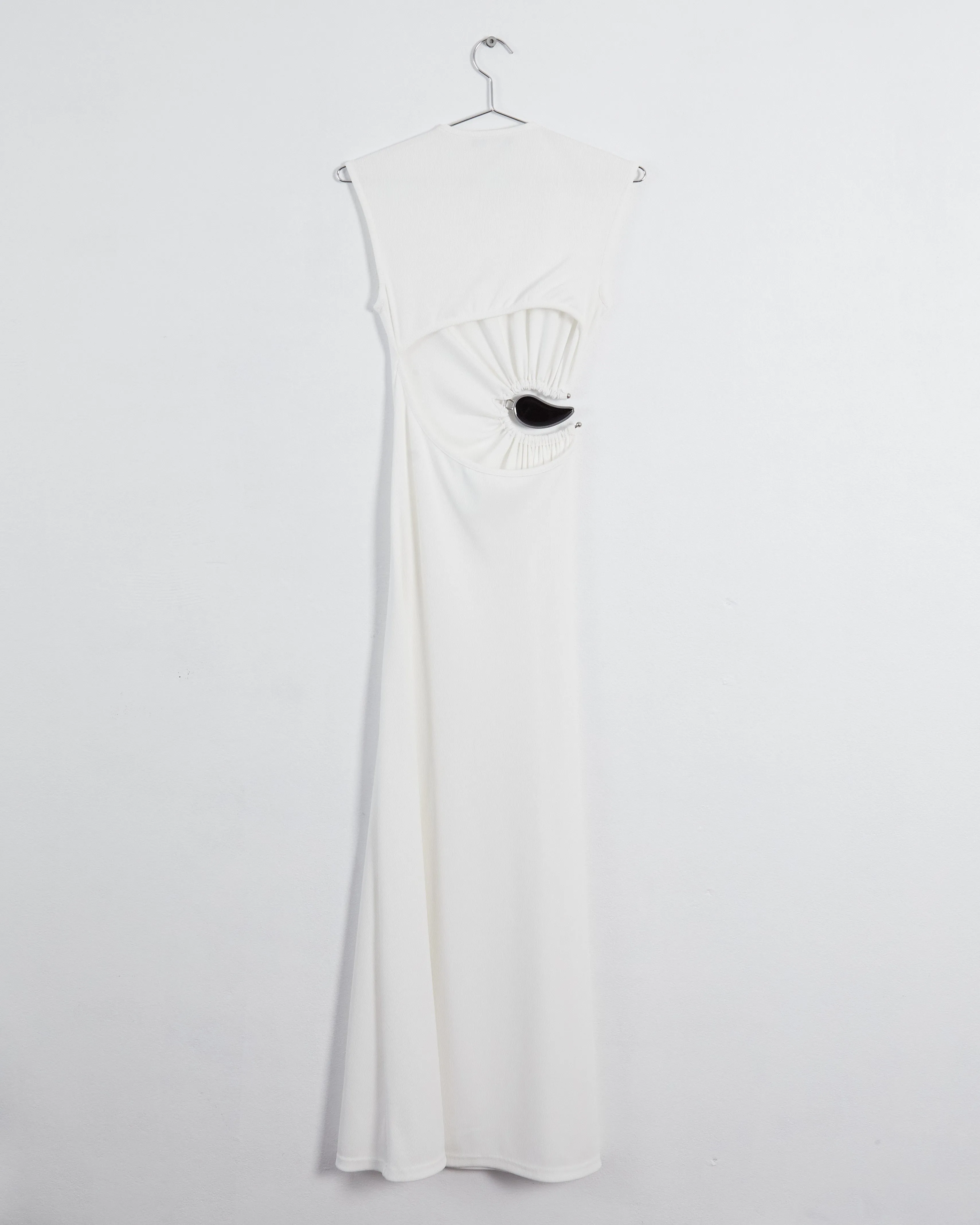 Christopher Esber ruched moonstone maxi tank dress, white, 8