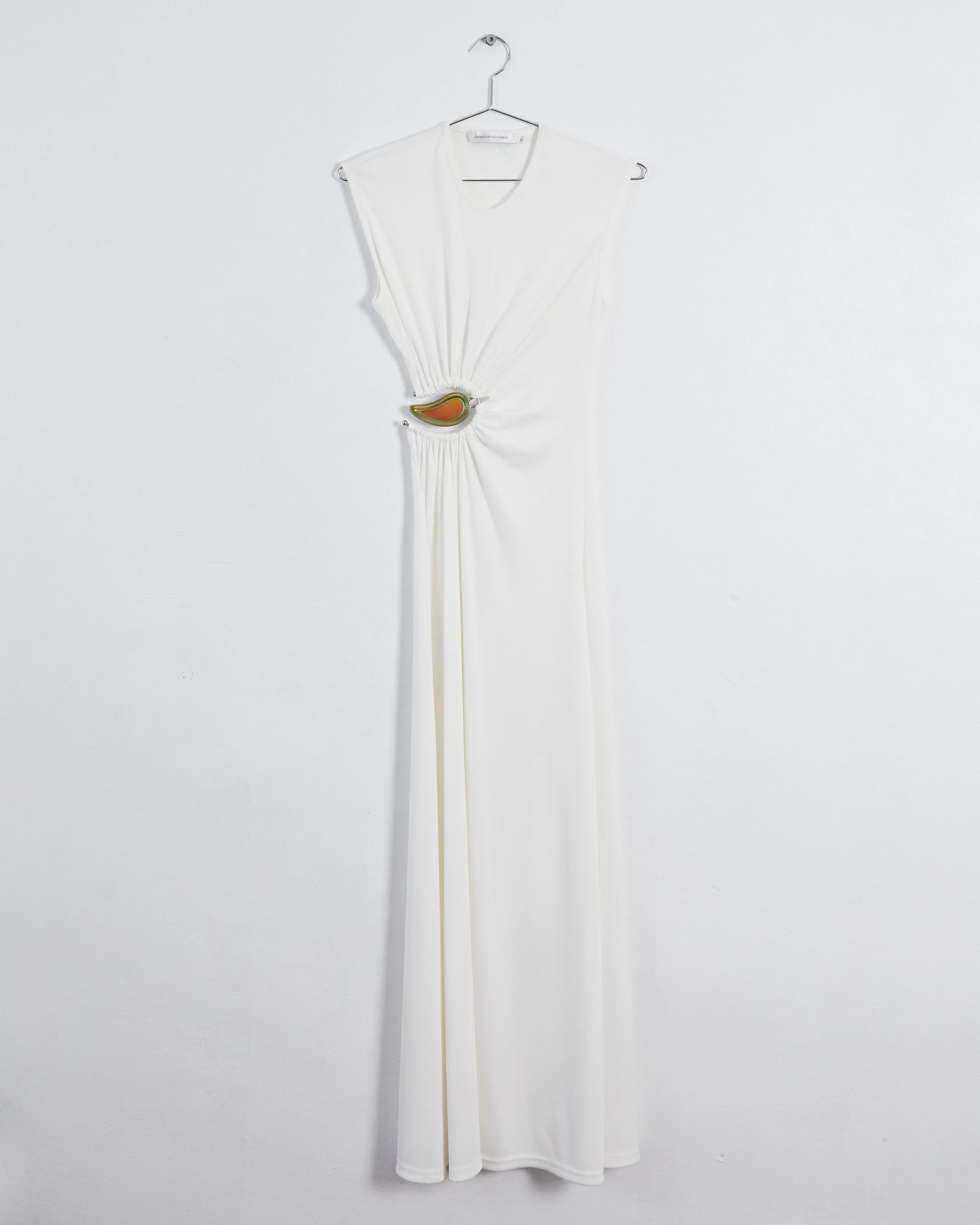 Christopher Esber ruched moonstone maxi tank dress, white, 8