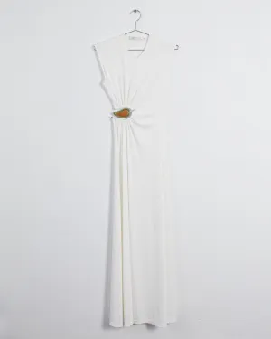Christopher Esber ruched moonstone maxi tank dress, white, 8